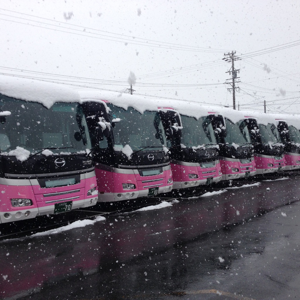 雪　ピンクバス1